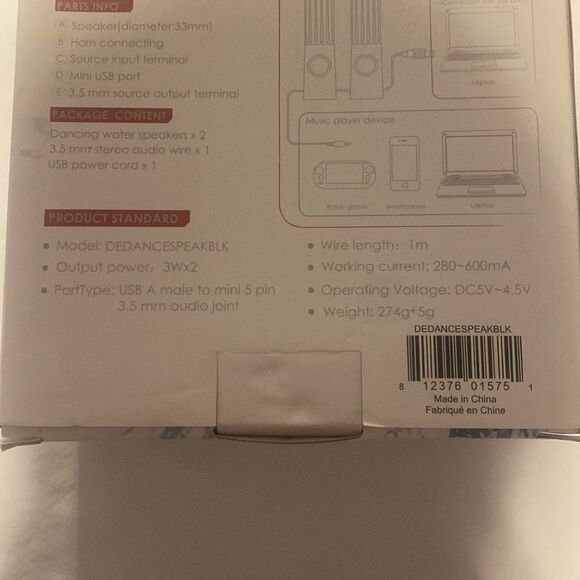 Digital Energy Desktop Dancing Water Speakers New in Box NWT - Picture 7 of 9